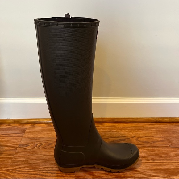 Hunter Rain Boots Original Slim Zip Textured - Chocolate - Size 8 - Picture 7 of 16